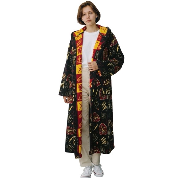 Warner Bros. Other - HARRY POTTER FLEECE DRESSING ROBE Small Black No Belt 100% Polyester Warm Cozy